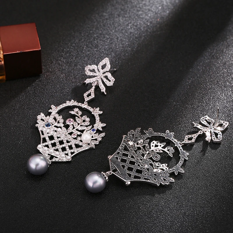 Женские серьги с имитацией жемчуга GAOLA Свадебные украшения цветком из фианита