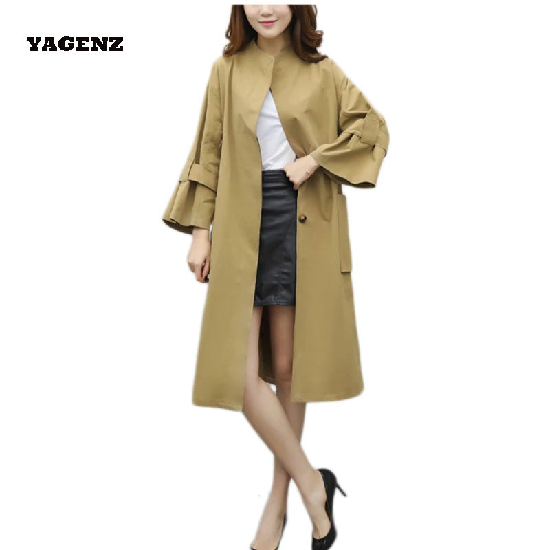 Женский плащ Тренч однотонное пальто средней длины в Корейском стиле весна осень