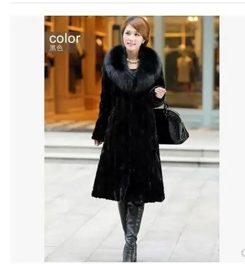 Женское зимнее и осеннее пальто большого размера из искусственного лисьего меха