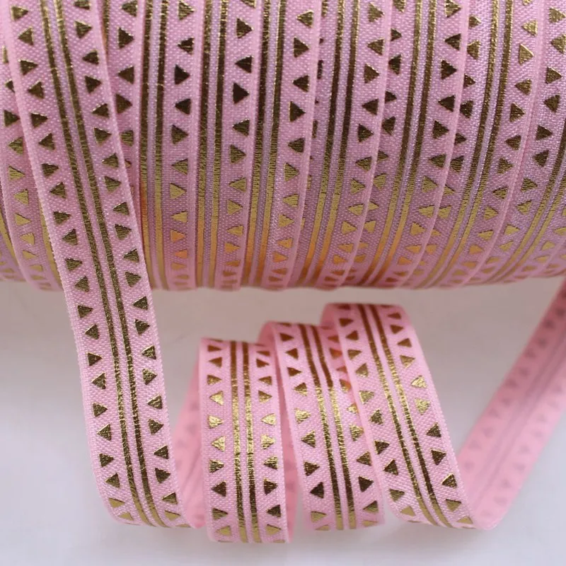 123 pearl pink 6 цветов золотой фольги треугольник с полосой напечатанный воротник, эластичный 5/" сгибается над эластичным 50 ярдов-100 ярдов - Цвет: 123 pearl pink