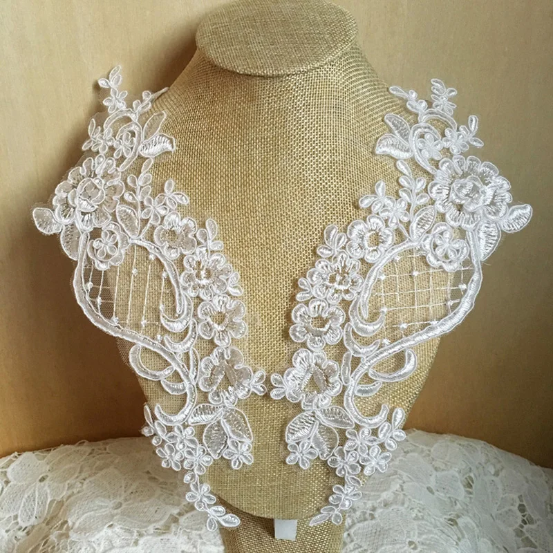 Викторианская цветочная кружевная аппликация венеция пара для свадебного