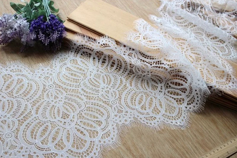 6 м/лот ресницы кружевной ткани 25 см шириной DIY декоративные высокое качество Off White Нейлон полые ресницы кружевной отделкой свадебное платье ткань