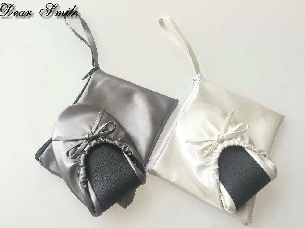 Бесплатная доставка! 2017 популярные женские складывающиеся Свадебные балетки с