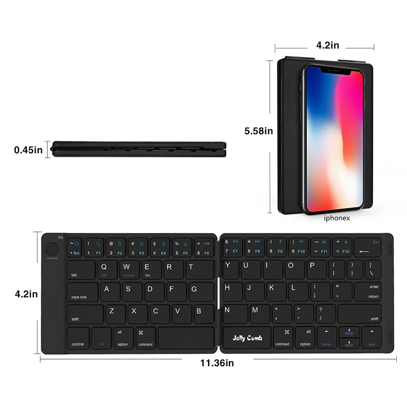 Складная Bluetooth клавиатура Jelly Comb 3 0 ультратонкая мини с аккумулятором для iPad Android