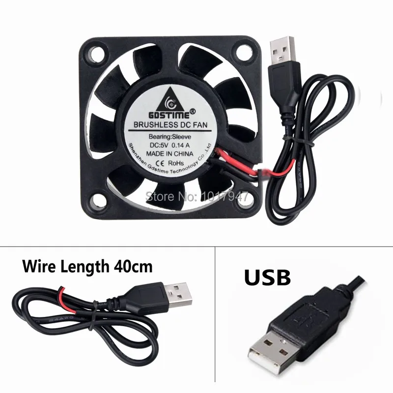 1 шт. Gdstime 5V USB разъем 4 см 40 мм 4010 40x10 мм с бесщеточным двигателем постоянного тока охлаждающий вентилятор Cooler