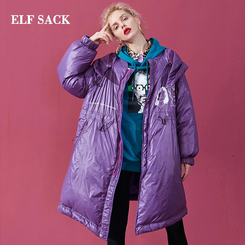 ELFSACK зимние новые толстые женские куртки повседневные хлопковые пальто с