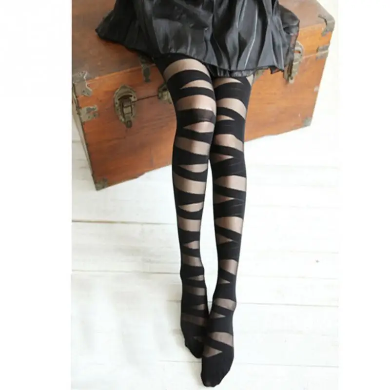 Для женщин сексуальная колготки черные Ripped Стретч Винтаж женские леггинсы крест