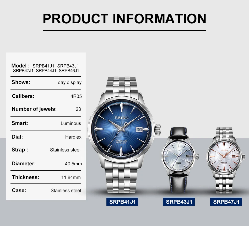 Оригинальные деловые мужские часы Seiko, автоматические мужские наручные часы, нержавеющая сталь, 5 бар, водонепроницаемость, глобальная гарантия
