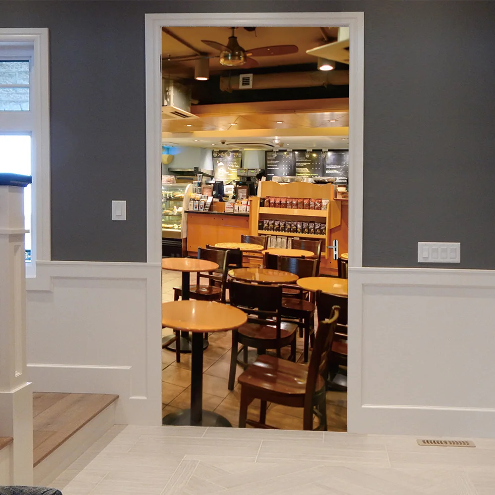 3D наклейка на дверь арки цветы Селигман кофейный подарок магазин клетка для