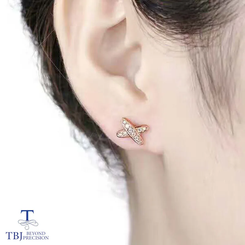 Tbj простой diamond серьги в 18 К розовое золото AU750 с 20 шт. природного африканских