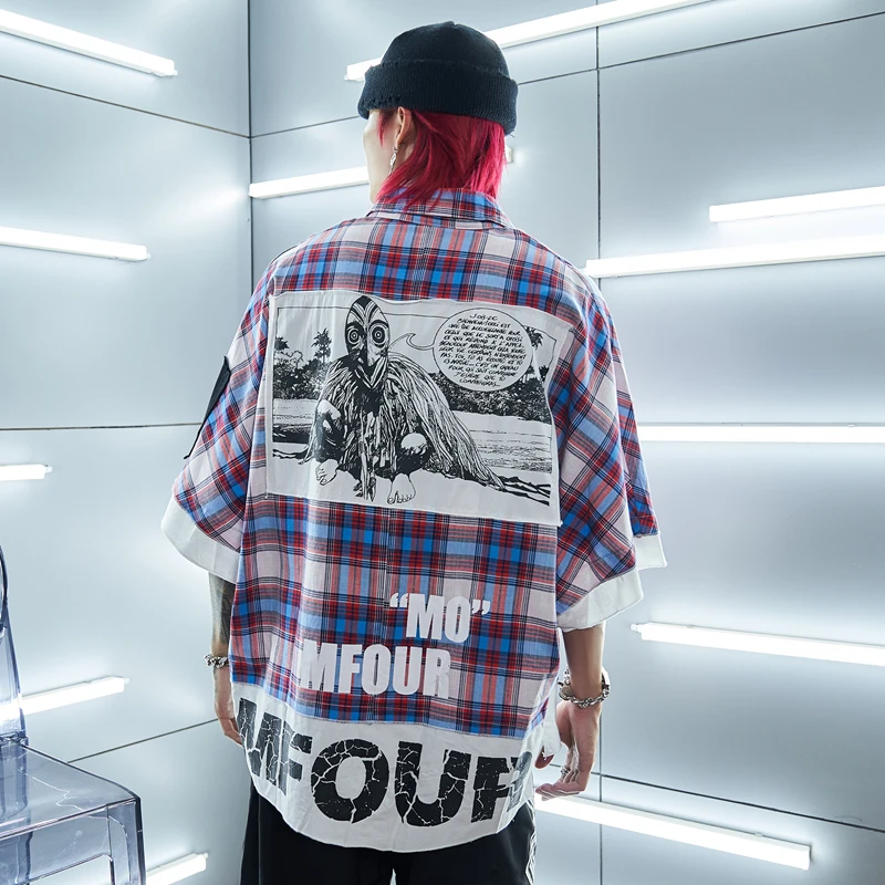 Лето 2019 г. бренд дизайн хип хоп клетчатая рубашка с короткими рукавами для мужчин