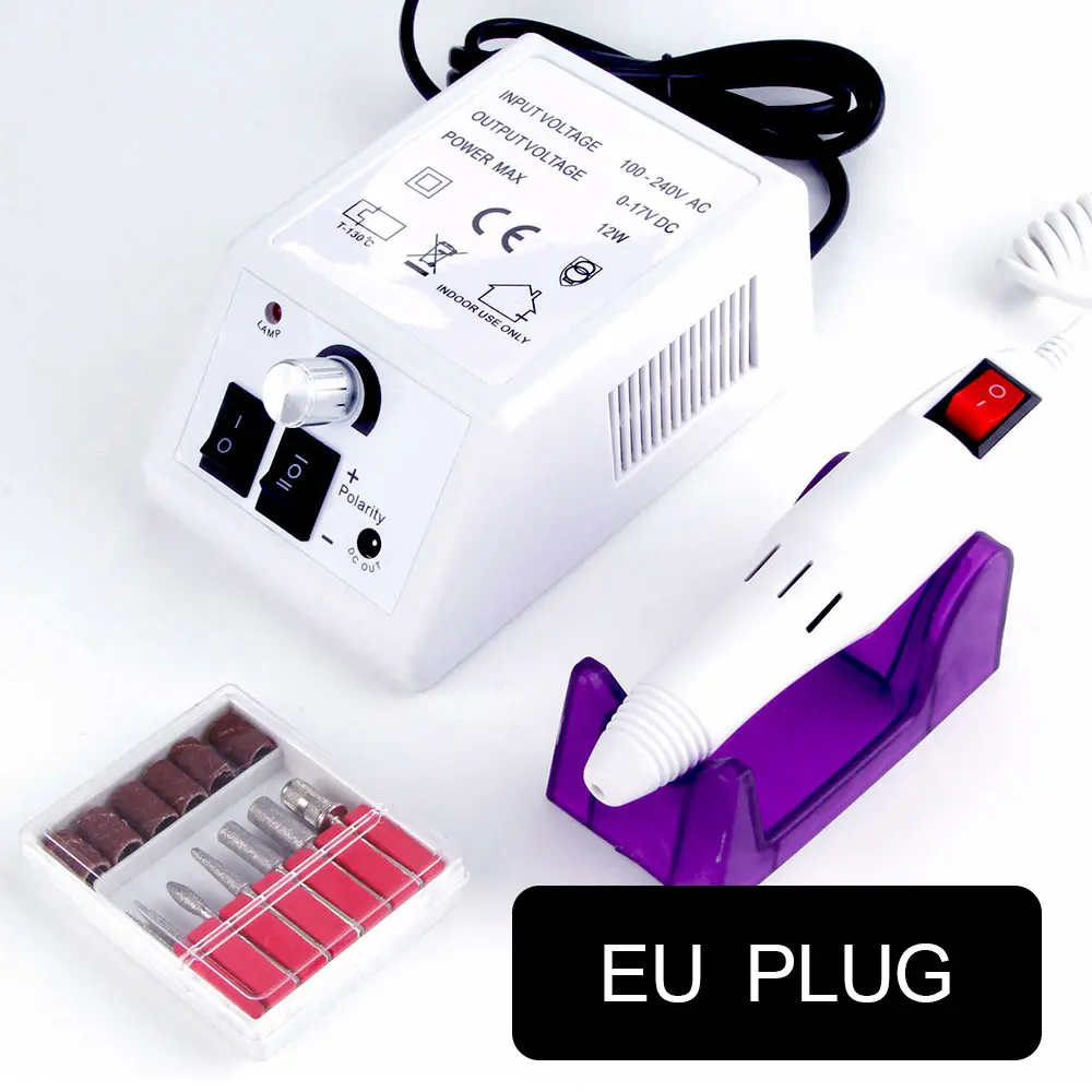 white eu plug Дрель для ногтей, электрический аппарат для маникюра, гель для удаления кутикулы, фрезерные сверла, набор для педикюра, полировальный станок для ногтей - Цвет: white eu plug
