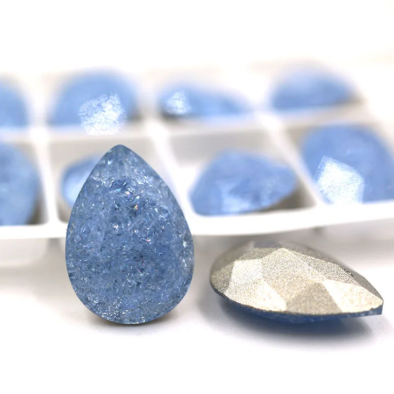 light blue 13X18 мм K9 остроконечные стеклянные стразы 10 шт. Высокое качество хрустальные каплевидные Стразы diy аксессуары - Цвет: light blue