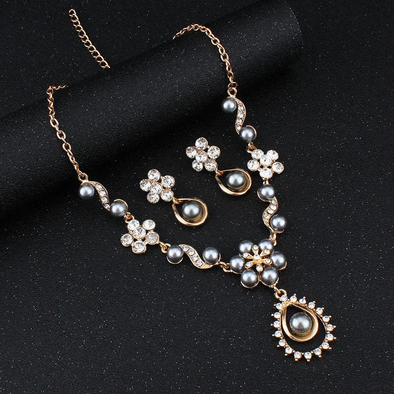 Jiayijiaduo Цепочки и ожерелья серьги для Для женщин Parure bijoux femm имитация жемчуга комплект ювелирных изделий для торжественное платье аксессуары