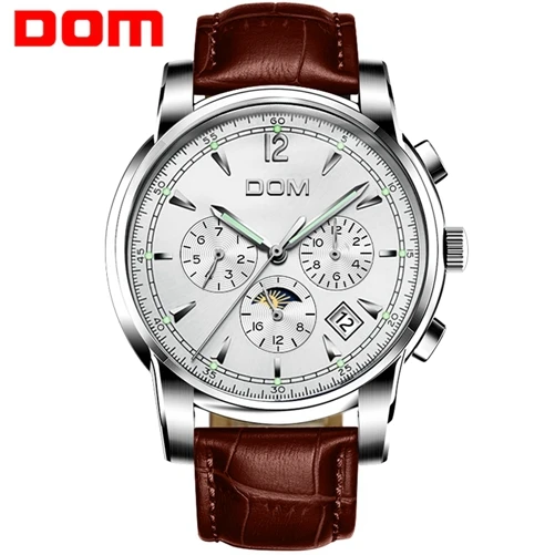 DOM новые механические мужские часы Moon Phase лучший бренд класса люкс стильные Водонепроницаемые многофункциональные спортивные автоматические часы Relogio Masculino M-75 - Цвет: M-75L-7MX