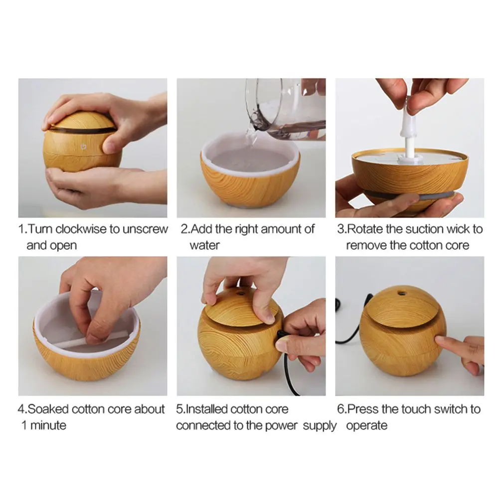 Увлажнитель Ароматизатор воздуха ультразвуковой с питанием от USB и светодиодной