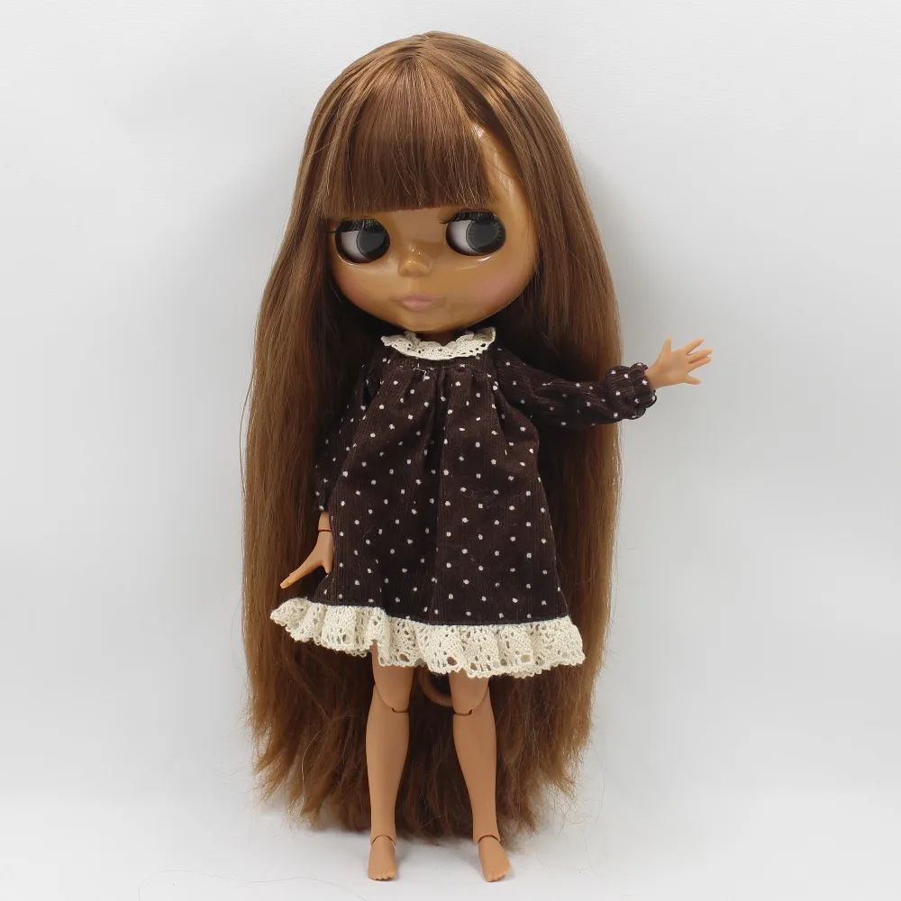 ICY blyth кукла каштановые волосы с бахромой/челка темная кожа сустава тела BL0543 девушка подарок