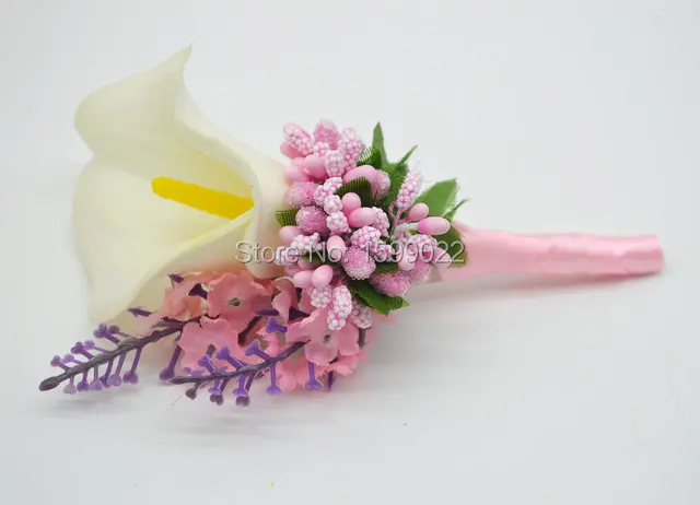 Рустикальные Свадебные цветы лилии для шафера бутоньерки розовая лента брошь