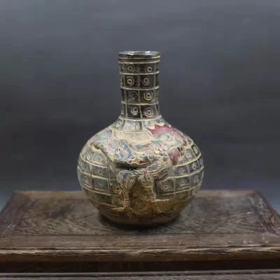 

Ancient Porcelain Embossed Cock-pattern Celestial Bottle