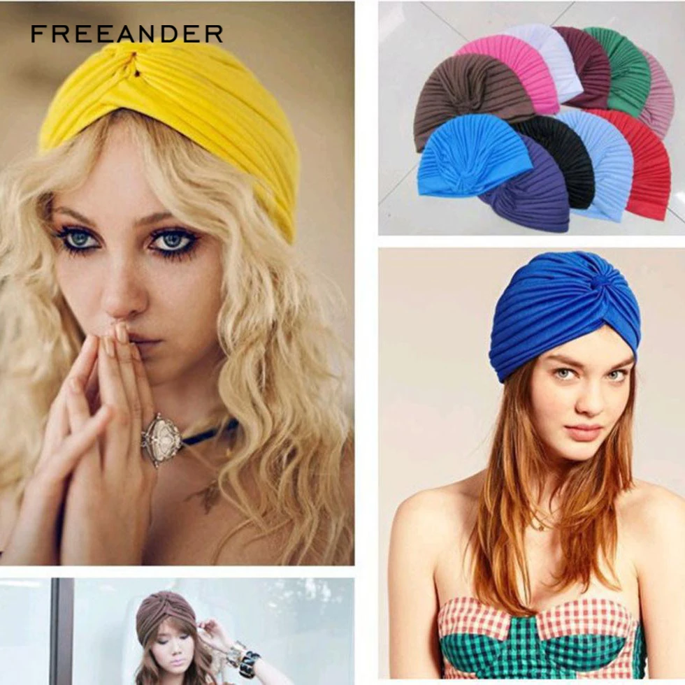 Женская шапка тюрбан Freeander с бантиком в индийском стиле женская богемном зимняя