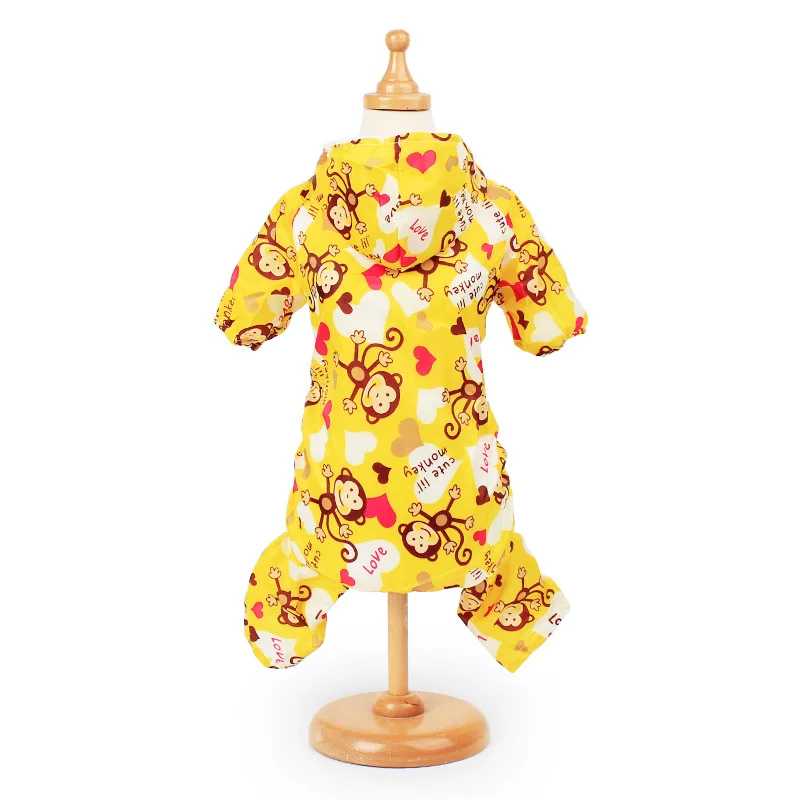 Дождевик для щенков дождевые пальто с капюшоном милой обезьяной