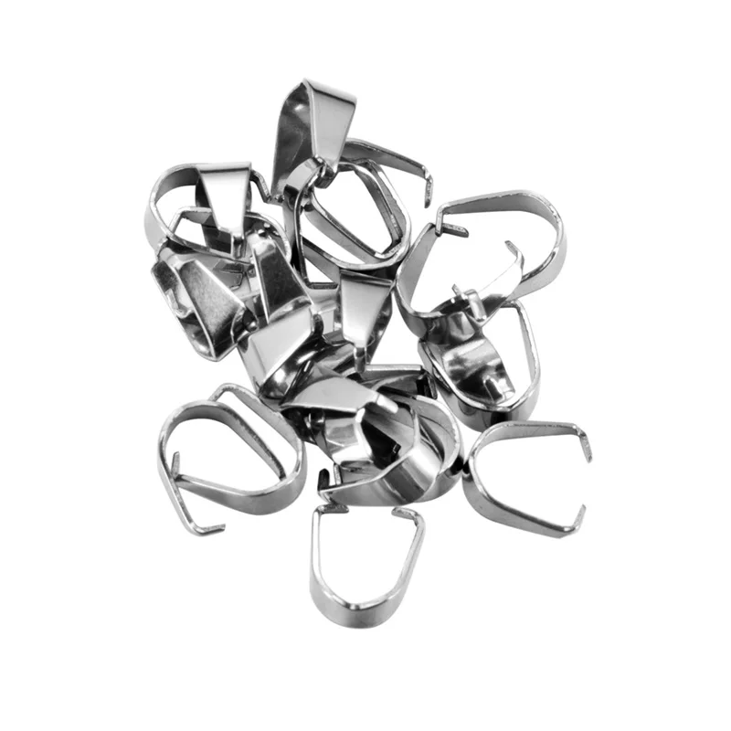 100 шт кулон из нержавеющей стали защелкивающиеся застежки серебряного тона для