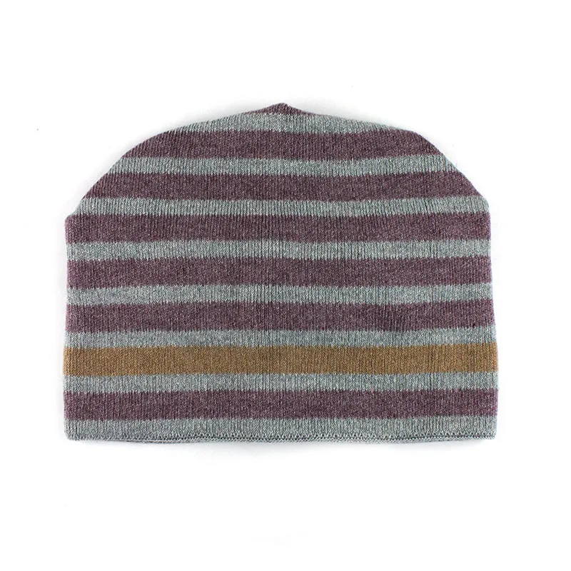 [FLB] зимняя шапка Skullies Beanies для вязаной шапки женская маска Толстая Балаклава ушанка шерстяная полосатая шапочка шапки F18057 - Цвет: Purple Gray