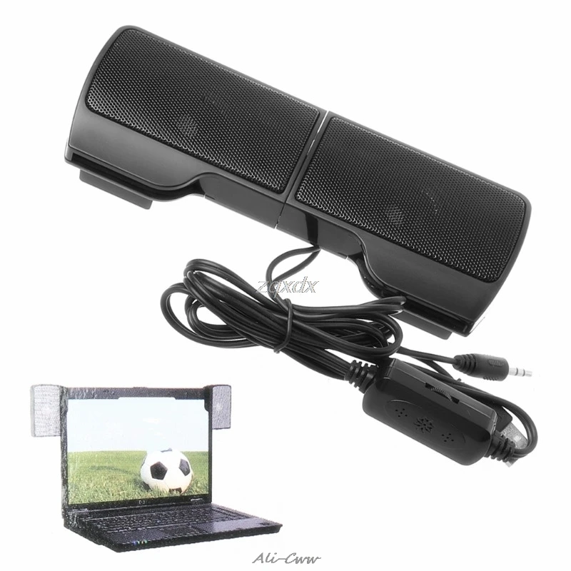 

1 Pair Mini Portable Clip-on USB Stereo Speakers line Controller Soundbar for Laptop Notebook Mp3 PC Computer with Clip