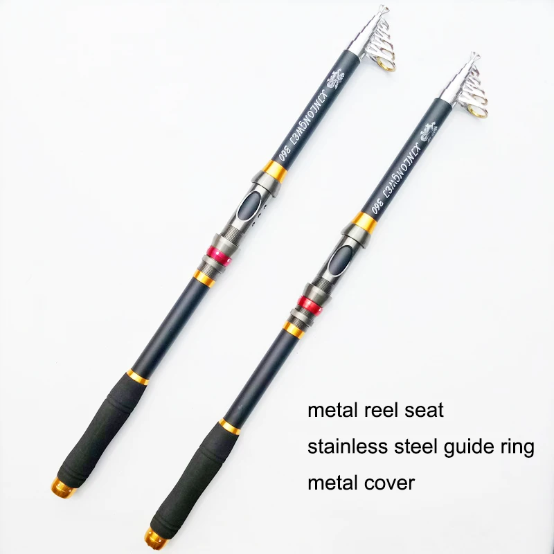 YUYU Fishing Rod Carbon Portable Spinning rods for fishing feeder Fishing Rods carp Hard Fishing Rod Telescopic spinning - Цвет: 20  black