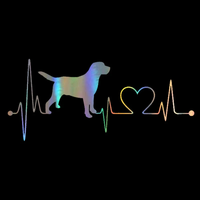 

window Sticker 17.8*7.8cm Labrador Retriever Heartbeat Love Sticker On window Funny Stickers and Decals Vinyl window Styling