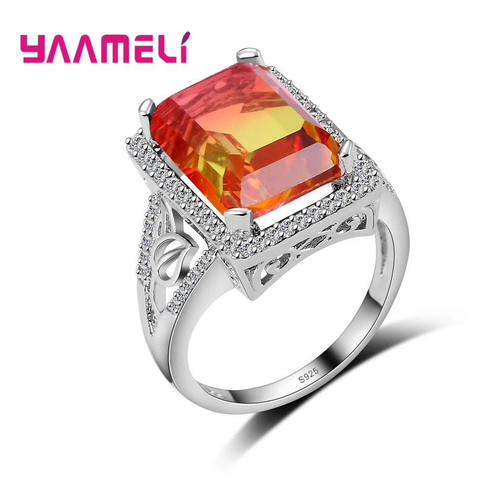 Женское кольцо из серебра 925 пробы с градиентным кристаллом|ring sterling|crystal stone ringring |