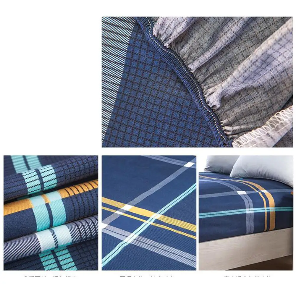 Лондонский Полосатый Стиль Противоскользящий 360 резиновый ленточный комплект простыней полиэстер Защитный матрас покрывало для кровати