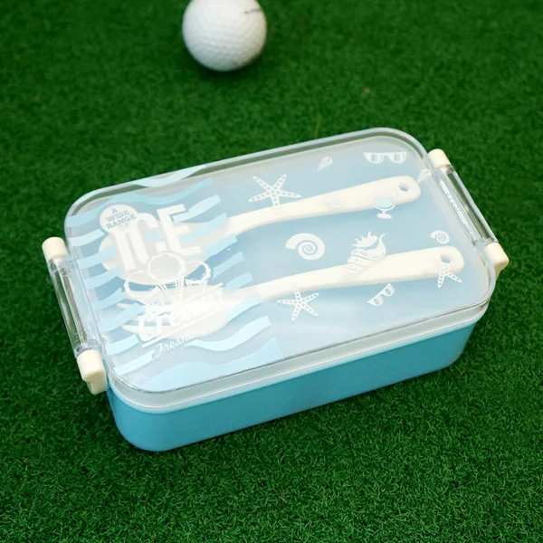 Light blue Meltset 450 мл Bento Ланч-бокс с микроволновкой пластиковый контейнер для еды салат и суши снэк-бокс для пикника 4 цвета - Цвет: Light blue