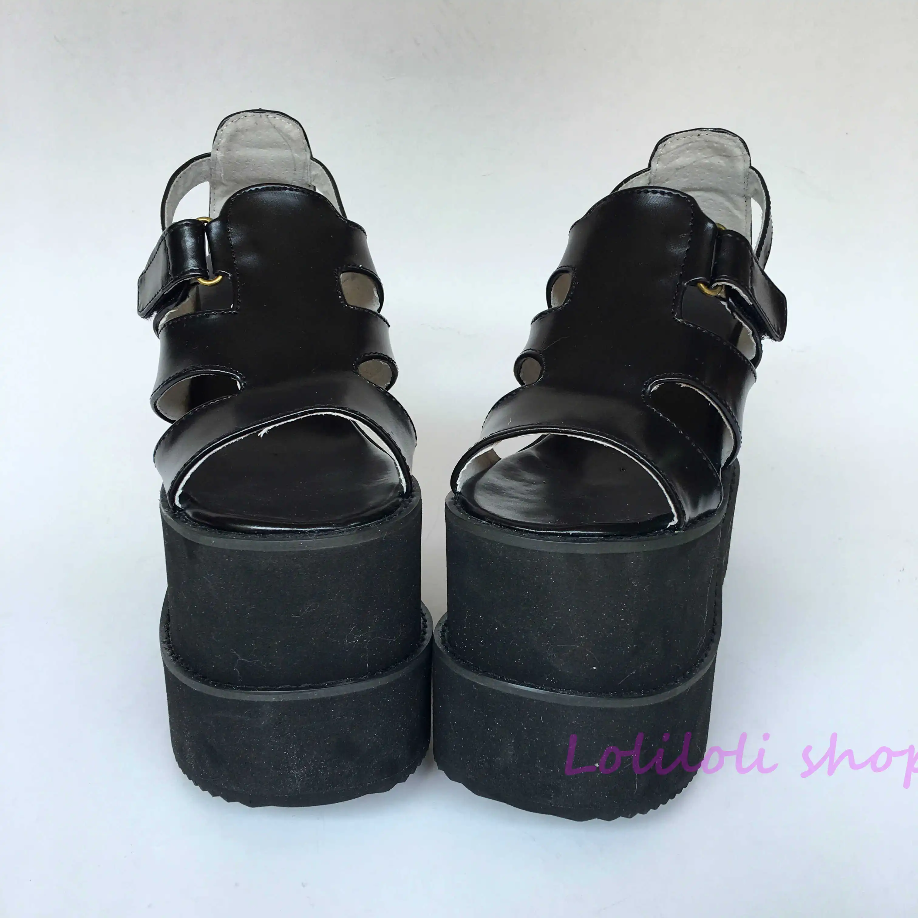 baratas Princesa Doce Lolita Preto Shose Lolilloliyoyo An5130 Gothic Lolita Antaina Sapatos Chinelos Sandálias De Muffin Com Cordão Personalizado