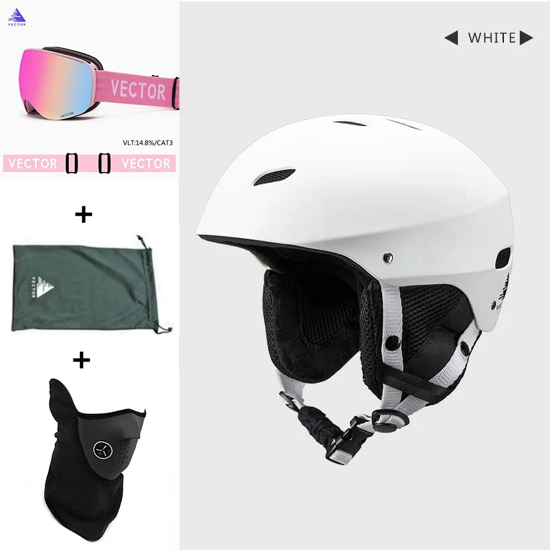 Professional CE Certification Adult windproof Ski Helmet for Men Women Skating Skateboard Snowboard Snow Sports Helmets 54-61cm - Цвет: White 4 Set