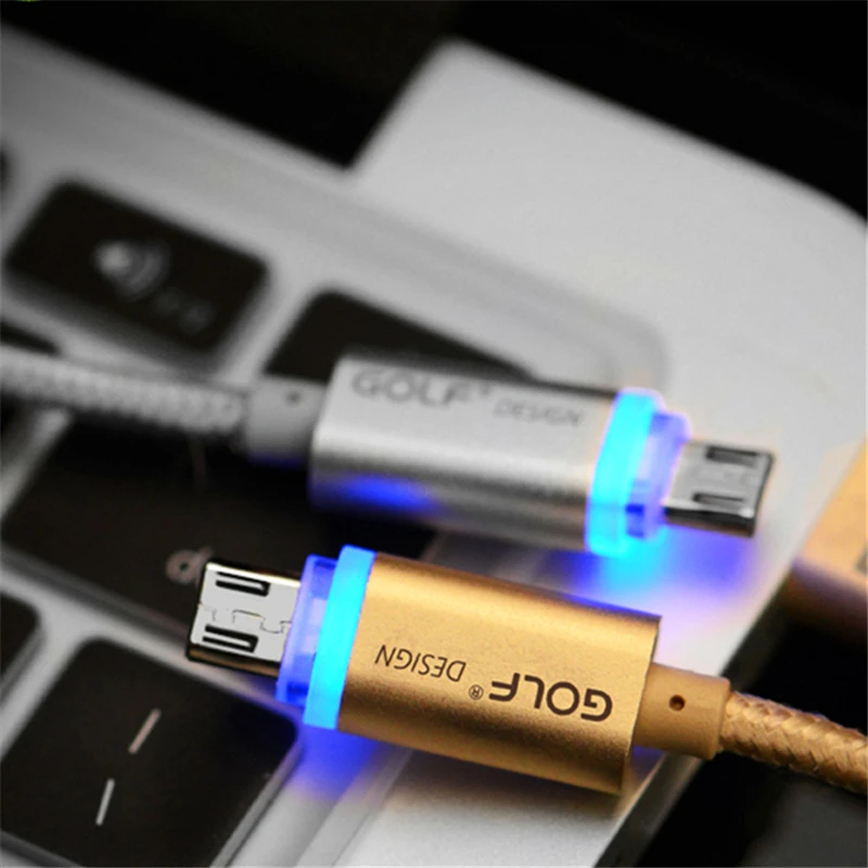 Кабель для быстрой зарядки GOLF 1 м умный светодиодный кабель Micro USB синхронизации