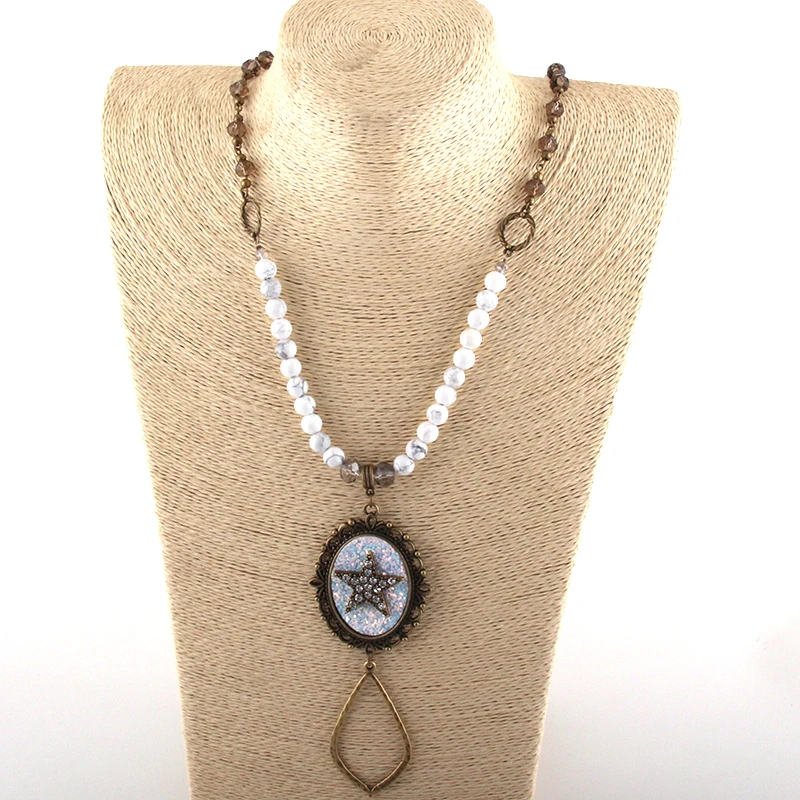 MOODPC модные ювелирные изделия из натурального камня и стекла цепочка кристаллов