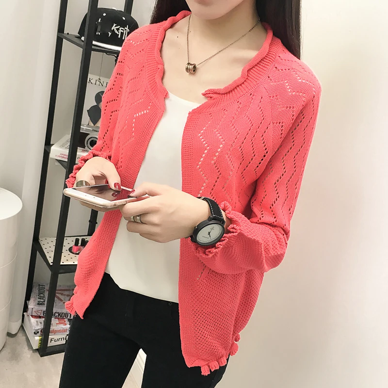 Осень Зима 2018 Новый Однотонный женский элегантный хлопковый Кардиган с длинным