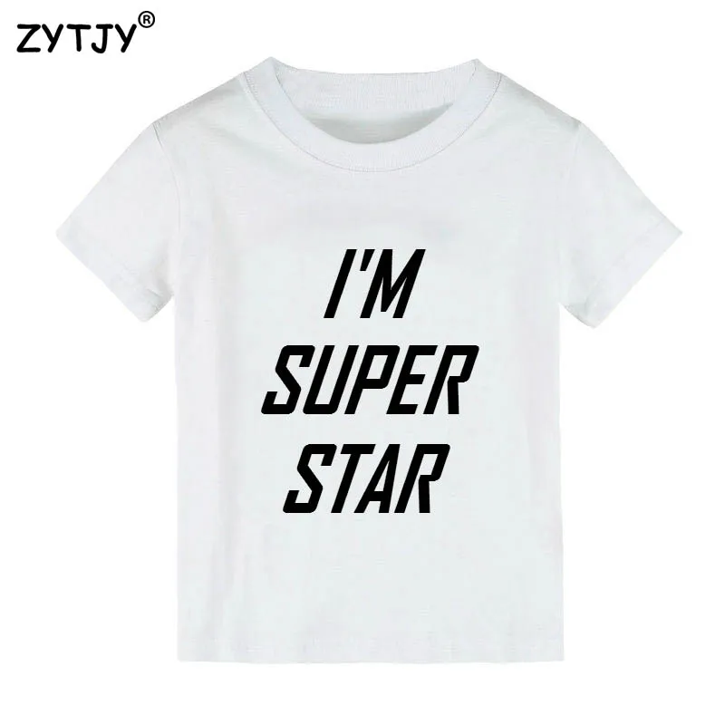 Детская футболка с надписью Я супер звезда рубашка для мальчиков и девочек