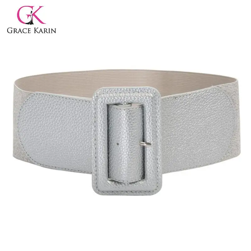 Женский Классический эластичный пояс с пряжкой широкий в стиле ретро подходит