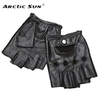 Перчатки мужские из натуральной овечьей кожи, дышащие, с полупальцами, Нескользящие, для вождения, фитнеса, JT9006