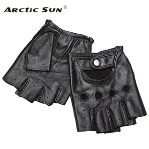 Перчатки мужские из натуральной овечьей кожи, дышащие, с полупальцами, Нескользящие, для вождения, фитнеса, JT9006