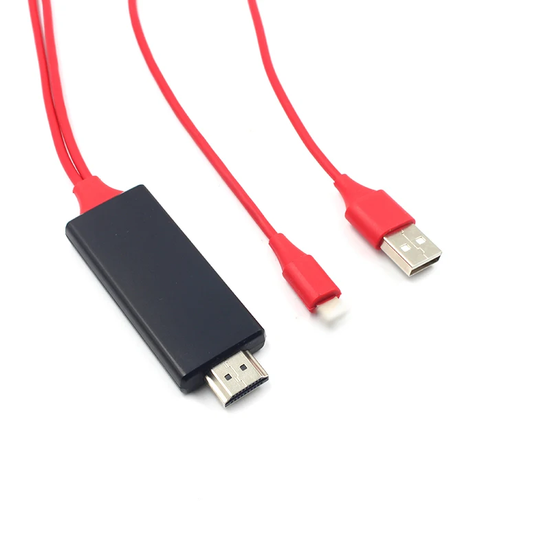 Красный 8 Pin к HDMI Мужской USB кабель системы освещения к HDMI HD tv адаптер цифровой AV для iPad Pro Air для iPhone X XR 8 7 7 Plus 6 S 6 5s - Цвет: Красный