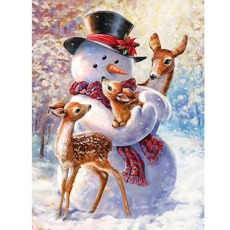 

Snow friend,snowman,deer,winter 5d diy diamond painting cross stitch diamond embroidery painting Diamond mosaic Home Decoration