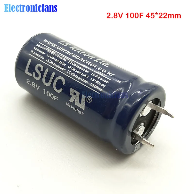 2 8 В 100F 45*22 мм супер фарад конденсатор низкая ESR высокая частота 2.8V100F 45x22 Ultracapacitor