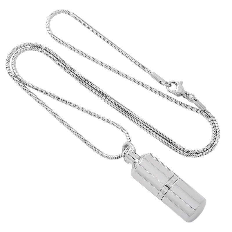 

IJD9141 Stainless Steel Capsule Shape Cremation Souvenir Pendant for Ashes Urn Keepsake Memorial Necklace Jewelry