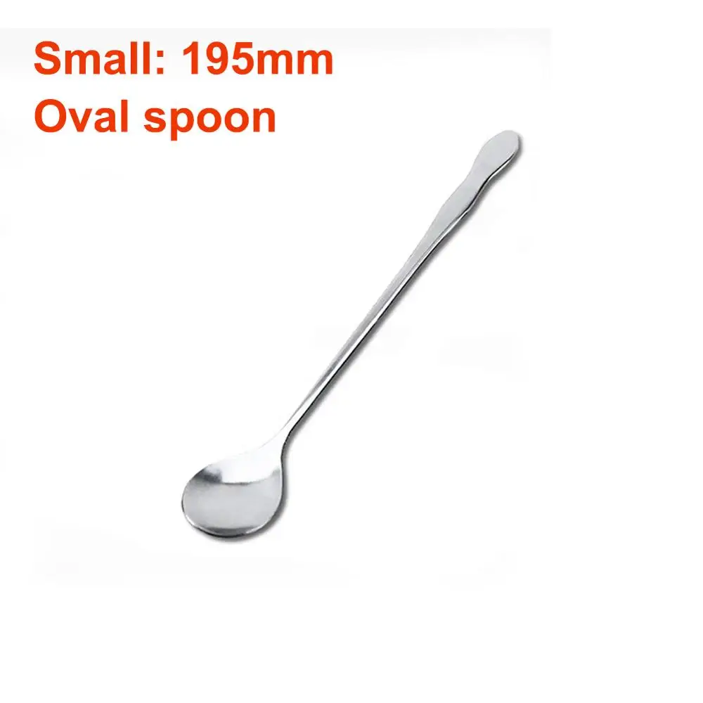Small Oval spoon 1 шт., нержавеющая сталь, длинная ручка, ложка для перемешивания, креативная, длинная ручка, ложка для смешивания, ложка для мороженого, десерта, коктейля, кофе, чая, ложки - Цвет: Small Oval spoon