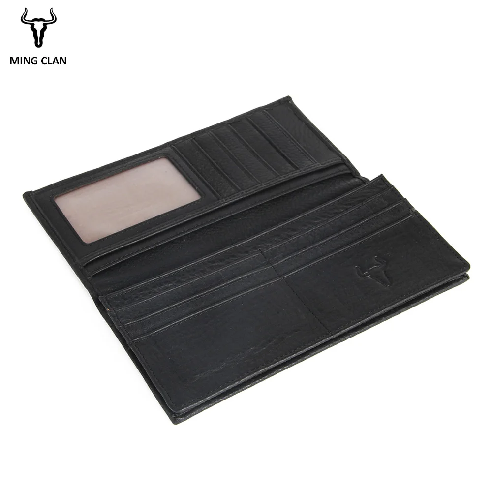 Mingclan Fashion Genuine Leather Wallet Vintage Long Purses Card Holder Zipper Wallet Clutch Bag For Men Coin Pocket Women Purse