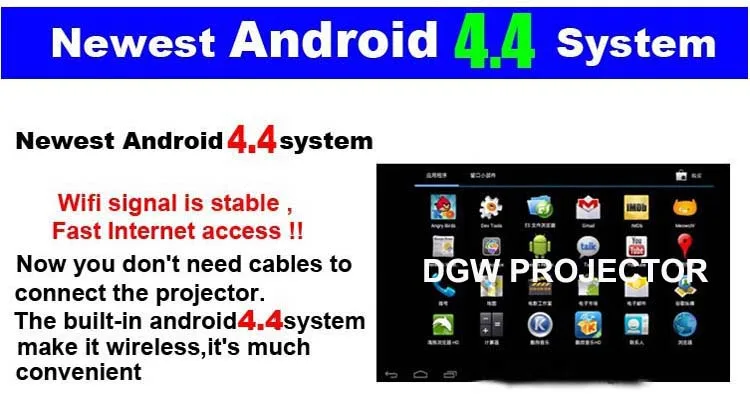 5500 люмен Smart Android 4.4 ЖК-Телевизор LED проектор Full HD аксессуары 1920x1080 3D домашний