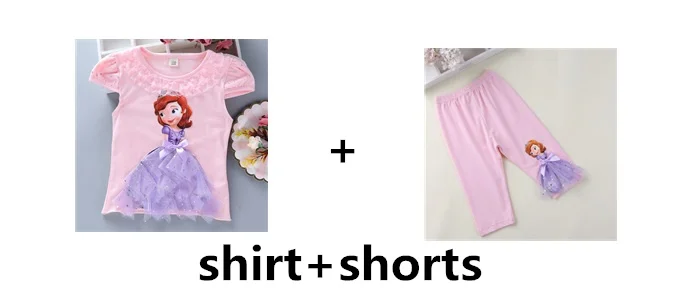 shirt and shorts-10 Комплект одежды для детей, летняя футболка с 3d-аппликацией Анны, Софии, Эльзы и штаны, милая одежда, забавная Одежда для девочек - Цвет: shirt and shorts-10
